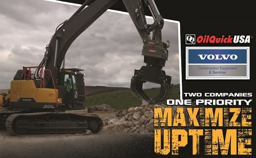 OilQuickUSA partnering with Volvo Construction Equipment and Services to provide automatic quick couplers.