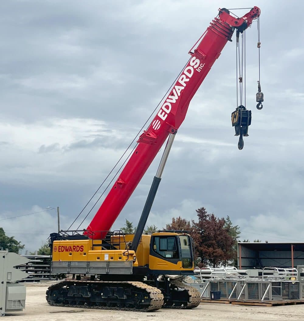 red edwards SANY teleboom crane in action